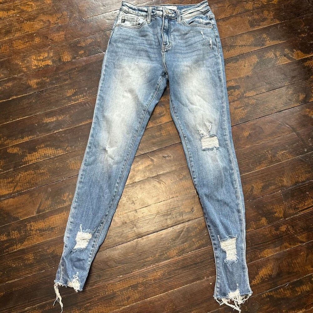 Kancan holey high rise stretchy distressed 27 jeans